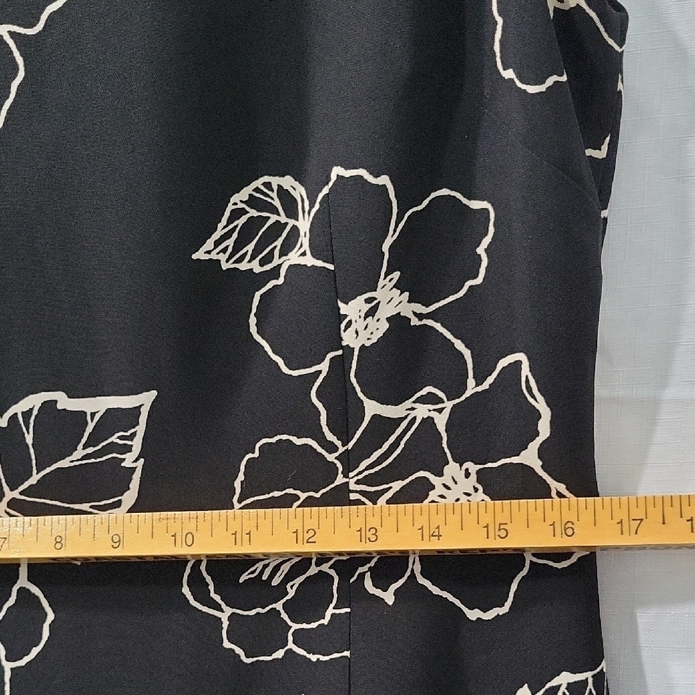 Amanda Smith Black and Cream Floral Midi Dress Size 8 - Picture 8 of 11